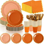 Mimorou 338 Pcs Burnt Orange Plates and Napkins Party Supplies Serve 48 by Mimorou