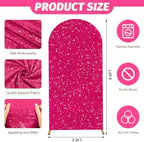 MODFUNS Sequins Arch Cover Hot Pink Spandex Arch Cover 6.6ft Shimmer Arch Cover Spandex Arch Stand Cover 2-Sided Use Stretchy Cover Elegant Wedding Arch Backdrop Cover for Party Banquet Decoration - Image 3