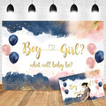 Navy Blue Blush Pink Gender Reveal Backdrop Boy or Girl What Will Baby Be Photography Backdrop Baby Shower He or She Pregnancy Reveal Surprise Party Decoration Banner Photo Background 8x6ft by OERJU