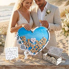 Beach Wedding Guest Book Alternative, Heart Drop Box Frame Nautical Decor - Image 4