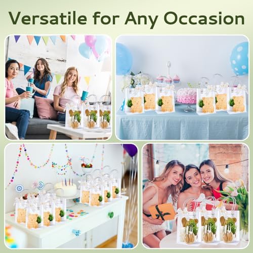 56Pcs Baby Shower Prizes for Game Winners Bamboo Cheese Board Fork Butter Spreaders Coasters Towel Artificial Potted Plant Gift Bag for Baby Shower Bridal Shower Favors (6 Sets, Bamboo Bear Shaped) - Image 7