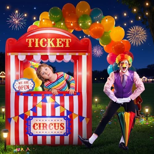 Soulchen 6x5 Ft Inflatable Carnival Ticket Booth with LED and Blower - Image 6