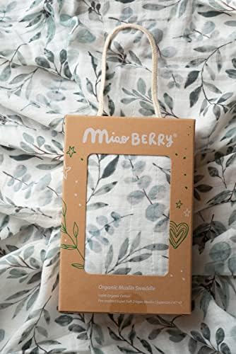 Miaoberry Organic Muslin Swaddle Blankets with Matching Hat and Wooden Hello World Newborn Sign | Eucalyptus Newborn Photography Props | Birth Announcement Sign - Image 6