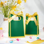 AmazingSpark 50 Pcs Green Gold Mini Gift Bags Bulk 6.3 x 3.9 x 2.8 Inch Party Favors Elegant Small Gift Bags with Handles and Ribbon Bows for Wedding Birthday Bridal Baby Shower Party Favors - Image 3