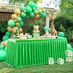 Partisky Green Polyester Table Skirt for Rectangle Tables 14ft, Wrinkle Resistant Pleated Ruffle Table Cloth for Banquet Wedding Trade Baby Shower Display Gift Dining Table - Image 3