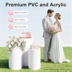 Cylinder Stands for Party 3Pcs, White Round Cylinder Pedestal Display Plinth Pillars,Round Reusable Dessert Display Tables ,Easy To Store for Wedding Party Decor 35.4''(L),29.5''(M),23.6''(S) - Image 5