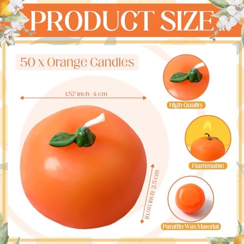MTLEE 50 Sets Orange Baby Shower Candles Favors with Cards and Bags - Image 2