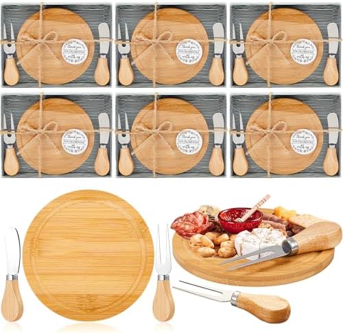 Maxcheck 6 Sets Cheese Board Gifts for Guests Baby Shower Prizes Bamboo by Maxcheck