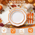 350 Pcs Orange Rim Paper Plates and Napkins Party Supplies - Image 3