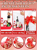 Beeplove 6 Sets Large Thick Kraft Baskets for Gifts Empty - Gift Baskets Empty Kit with Cellophane Wrap and Pull Bows for Wedding Birthday Bridesmaid Baby Shower, Red - Image 7