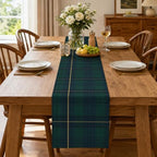 6Pcs 72 x 13'' Tartan Plaid Bear Table Runners Vintage Baby Shower Table Runner Decoration Green and Blue Plaid Tables Runners for Baby Shower Wedding Birthday Farmhouse Dining Room Kitchen Decor - Image 6