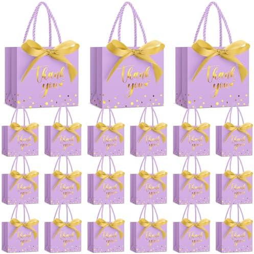 Jetec 45 Pcs Mini Thank You Gift Bag with Handle, Light Purple/gold by Jetec