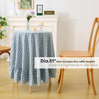 Dust Blue White Gingham End Table Nightstand Tablecloth Dia.51 - Image 2