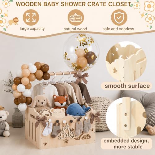 Brown, Wooden Baby Shower Crate Closet,Hollow - Image 4