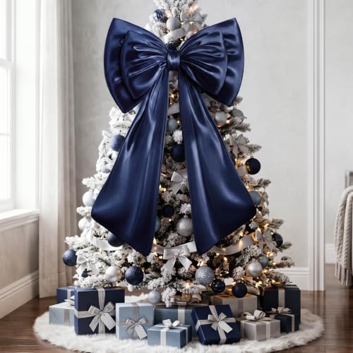 Sosation Christmas Blue Large Bow Decor Big Bow for Backdrop 24x43 in - Image 4