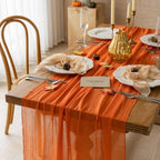 10Pcs Fall Orange Cheesecloth Table Runner 120 Inch Party Boho Home Decor - Image 2