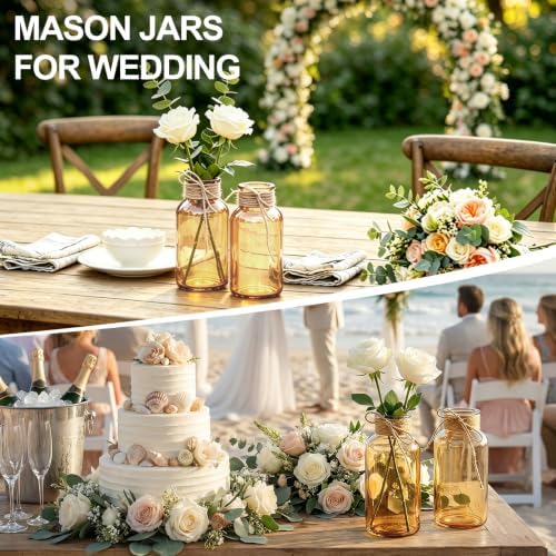 6Pack Mason Jars for Centerpiece Glass Flower Bud Vase Gold Vases - Image 6