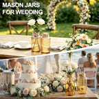 12Pack Mason Jars for Centerpiece Glass Flower Bud Vase Gold Vases - Image 6