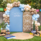 Mindsoft 2 Pcs Arch Backdrop Cover 6ft and 7.2ft Spandex Stand Cover for Baby Shower Birthday Wedding Bridal Shower Party Decorations (Blue and Brown,Cielito Lindo) - Image 3