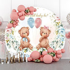 Leyiyi 7.5x7.5ft Boy or Girl Baby Shower Round Backdrop Golden Dots What Will Baby Be Lovely Bear Background for Photography Watercolor Floral Balloons Newborn Gender Reveal Party Cake Table Banner - Image 2