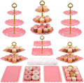 Pack of 11 NWK Cake Stand Set of Cupcake Stand, Tray & Table Cloth (Pink) by NWK