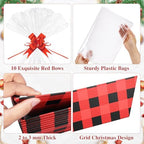 AFOROEOA 10PACK Christmas Gift Baskets Empty, Baskets For Gifts Empty 10x12”Thick Gifts Basket with 10 Bows 10 Bags Gift Basket for Christmas Xmas Wedding Birthdays Party Wrapping （Red Plaid） - Image 4