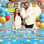 Boy Story Baby Shower Decorations, 25 Guests Includes Cardstock Plates Tableware | Tablecloth | Banner | Balloons | Cake Topper for It’s a Boy Story Baby Shower Themed Party Decorations (Pack of 3) - Image 3
