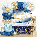 Twinkle Twinkle Little Star Baby Shower Decorations, Blue Stars and Moon Party Decoration with Balloons Garland Baby Boxes Backdrop Tablecloth by Fiesec