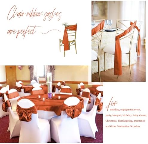 fani 120 PCS Satin Chair Sashes, 7x78 Inch, Terracotta - Image 7