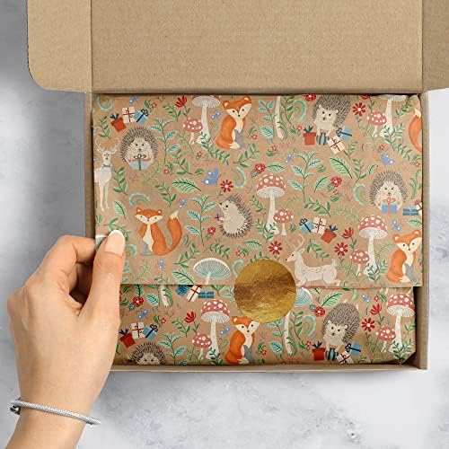 Jillson Roberts 20" x 30" Printed Gift Tissue for Birthdays, Wine Bags, Weddings, Krafty Fox, 48 Folded Sheets - Image 4