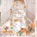 Tegeme 7.2ft Our Little Pumpkin is Turning One Arch Backdrop Cover 1st Birthday Baby Shower Decoration Large Orange Floral Pumpkin Backdrop for First Birthday Party Supply Photo Background Decoration by Tegeme