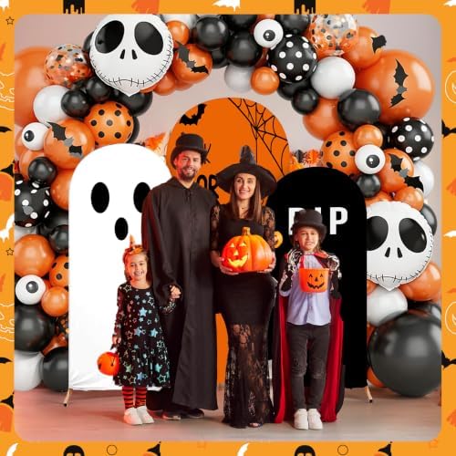 3 Pcs (6ft/5ft/4ft) Halloween Arch Backdrop Trick or Treat Decor Spider Ghost Backdrop for Halloween Parties Patio Decor Reusable Halloween Party Photo Backdrop (4 5 6 FT Halloween) - Image 7