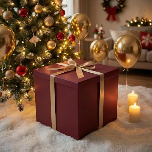 UoeRing 3 Pcs Large Gift Box Red 12x12x11 Inch with Lid - Image 6