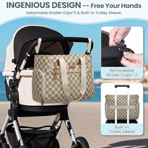 Pritent Baby Diaper Bag Tote,Waterproof Maternity Breast Pump Bags for Mom - Image 6