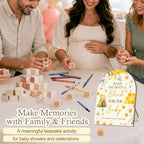 Winnie Baby Shower Blocks Game Set, Winnie Baby Shower Decorations, 24 Acrylic Paint Pens with 50 Blank Wooden Blocks, Fun Party Activity Set for Baby Shower Games, Gender Reveal & Decorations - Image 4