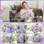Tigeen 6 Bundles Artificial Flowers Bouquet for Wedding, Purple - Image 3