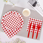 Vyntra 350-Pc Red Gingham Paper Plates and Napkins Party Supplies - Image 4