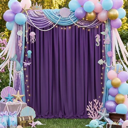 Purple Backdrop Curtains 10ftx10ft Halloween Polyester Photo Drapes - Image 6
