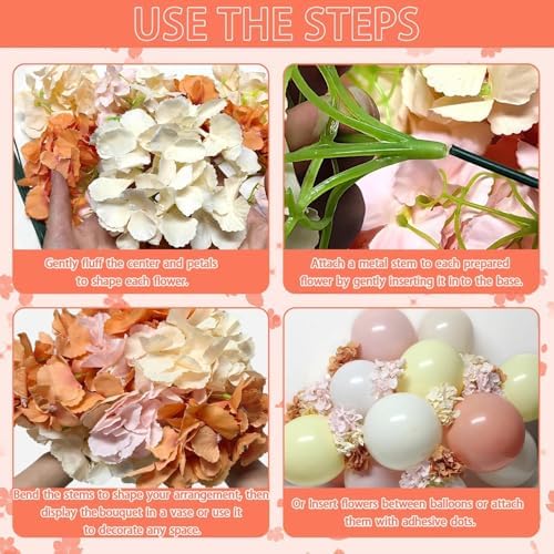 Pink Yellow Peach Balloons with Hydrangea Artificial Flowers, Double Stuffed Pastel Pink Coral White Ivory Balloon Arch for Wildflower Baby Shower Birthday Bridal Shower Easter Tea Party Decor - Image 5