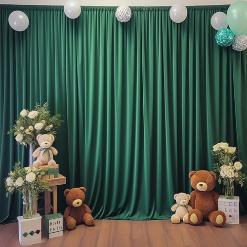 Hunter Green Backdrop Curtain-Wrinkle-Free Polyester Fabric Green Photography Curtains for Wedding Party Photo Background Decorations- 16 X10FT (Hunter Green) - Image 5