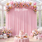 MEETSKY Pink Backdrop Curtains,Birthday Backdrop Drapes,5ft x 8ft,2 Panels - Image 5