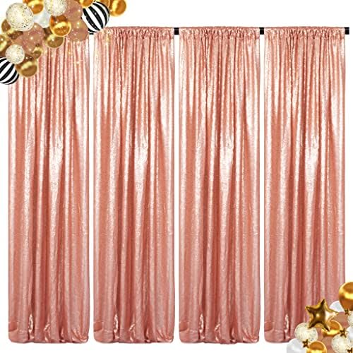 ShinyBeauty Blush Sequin Backdrop Curtains, 4 Panels, 2FTx8FT, Sparkle Photo Booth Backdrop by ShinyBeauty