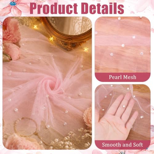 50 Pack Pink Pearls Bows Chair Sashes Ribbons Wedding Decor 7 x 108 in - Image 4