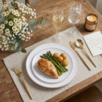I00000 150 Gold Plastic Plates, White and Gold Disposable Plates for Party - Image 2