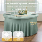 6 Pack Sage Green Spandex Round Tablecloths for 60 inch Table, Wrinkle Free Stretchy 120inch Fitted 5FT Round Table Cover Cloths with Skirt for Wedding Party Dining Banquet - Image 6