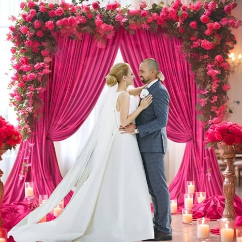 10 x 7 Feet Fuchsia Backdrop Curtain for Partie, Background Curtains for Photoshoot, Birthday, Wedding, Halloween, Thanksgiving, Christmas Day, New Year Party Decorations 5Ft x 7Ft, 2 Panels - Image 5