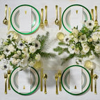 By Madee HEAVYWEIGHT 175 Pc Ivory Plates with GreenTrim | Disposable Dinnerware Set for 25 Guests - Image 2