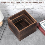 6 Pcs Vintage Brown Square Wooden Cake Stands, Rustic Wood Cake and Cupcake Stands, Table Wooden Stackable Display Stand Box for Catering Dessert Collectibles Jewelry Figures Show - Image 6