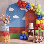 Moukeren Brick Wall Arch Cover Spandex Arch Backdrop Cover 6ft and 7.2ft for Video Games Themed Baby Shower Party Gender Reveal Baby Birthday Party Banquet Photo Arches Background Decorations Supplies - Image 4