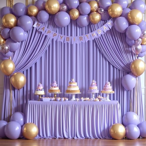 Lavender Backdrop Curtains 4 Panels - Wrinkle-Free Polyester Photography Drapes for Baby Shower & Party Background Backdrop Stand - 16 X10FT - Image 4
